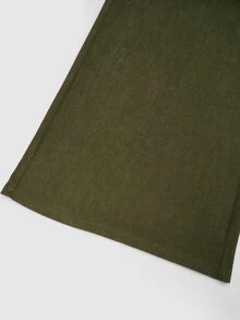 Sweetra Plus Size Vintage Corduroy Deep V Neck Sleeveless Jumpsuit, Button Waist Elastic Wide Leg Long Overall - Army Green - View 6