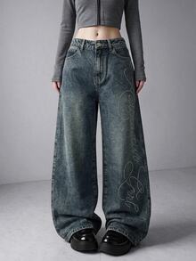 FRIFUL Women's Fashion Rhinestone Button Pocket Denim Jeans Fall - Blue - View 5
