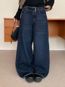 DAZY Women's Fashion Street Loose Fit Denim Jeans With Pockets - Blue - View 6
