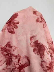 Firerie Vestido elegante con estampado floral y ribete de volantes para tallas grandes - Rosa - Ver 8