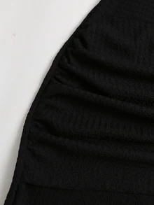 Sweetra Autumn/Winter New Arrival Knitted Textured Solid Color Vintage Square Neck Slim Fit Flattering Metal Button Dress - Black - View 7