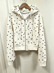 SHEIN x Carly Lawrence INAWLY 女款純色灰色抓絨連帽抽繩衛衣，長袖休閒上衣，秋季返校季畢業季教師衛衣 - 杏色 - 查看 3