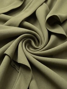 Vesra Women's Elegant Ruffle V-Neck Tie Long Sleeve Satin Blouse - Olive Green - View 5