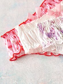 Elorette Plus Size Women's Bowknot Decor Pleated Fashion Panties - Multicolor - View 3