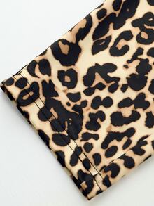 EMERY ROSE Plus Size Women's Leopard Print Cargo Pocket Skinny Casual Pants - Khaki - View 5