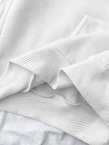 SHEIN 青少年女孩豹紋英文字母寬鬆休閒衛衣/秋季、Y2K、萬聖節、冬季、秋天/白色 - 白色 - 查看 8