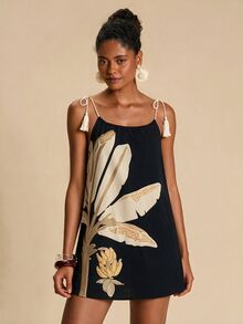 Travachic Women's Floral Print Tassel Tie Strap Vacation Cover-Up Dress - Multicolor - View 5