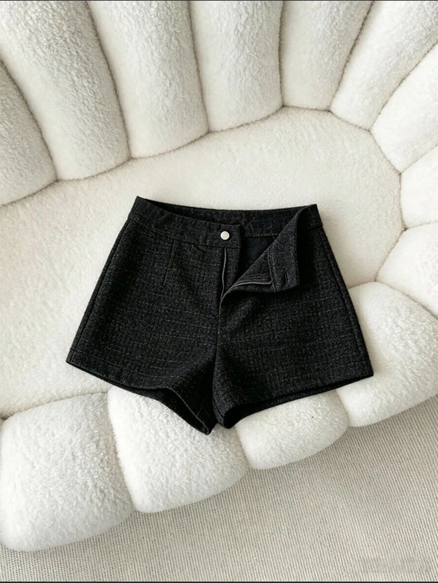 INAWLY Women's Solid Color Simple & Fashionable Pants, Suitable For Summer - Black - View 1