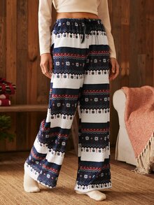 Lullawish Women's Nomad Vacation Style Christmas Fair Isle Print Plush Pajama Bottoms - Multicolor - View 2