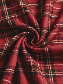 Firerie Plus Size Elegant Plaid Pattern Skirt - Suitable For Commute, Office, Party And Wedding (Autumn, Red) - Red - View 5