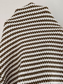 SHEIN Maternity Striped Round Neck Long Sleeve Casual Nursing Top - Coffee Brown - View 7