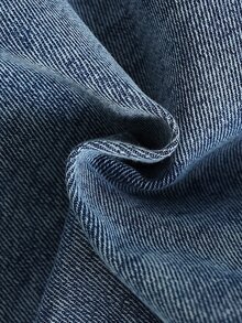 SHEIN 2件組女孩休閒時尚牛仔套裝，愛心刺繡長袖鈕扣夾克與寬腿長褲，適合秋冬日常穿著與多種造型搭配 - 中等水洗藍 - 查看 10