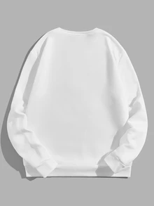 Sorvial White Standard Size Men's Loose Drop Shoulder Thick Pullover Sweatshirt, Christmas Sweatshirt, Suitable As Gift For Friends/Husband - White - View 5