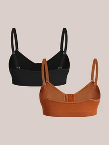Barelissa Seamless Plus Size 2-In-1 Women's Bra, Front Closure Bra 2pcs Set - Multicolor - View 7