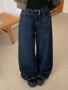 DAZY Women's Fashion Street Loose Fit Denim Jeans With Pockets - Blue - View 2