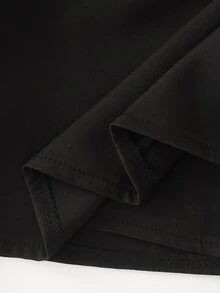 INAWLY Contrast Color Wavy Hem Embroidered Faux 2-Piece Elegant Commuter Women's Skirt - Black - View 6