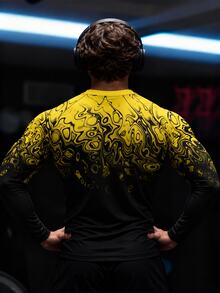 Gym Rark Men's Tiger Graphic Crew Neck Slim Fit Long Sleeve Fashionable Comfortable Sportswear - Black - View 2