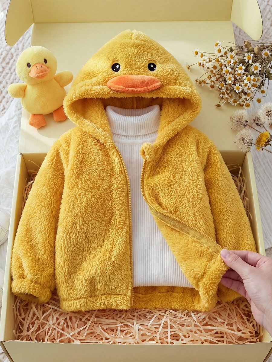 Jaqueta com Capuz de Manga Longa para Bebê Menina Outono/Inverno, Pato ...