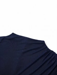 SHEIN Clasi 法式蕾絲下擺優雅浪漫收腰洋裝 - 藏蓝色 - 查看 7