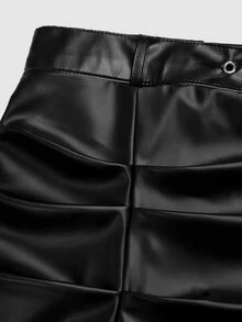 Sweetra Plus Size Women's Solid Color Casual Versatile Mini Skirt - Black - View 3