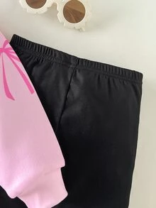 Cozy Pixies 女嬰針織特殊效果印花可愛卡通貓圖案衛衣與長褲兩件套 - 彩色 - 查看 6