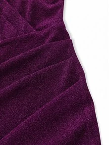 GlowEve CURVE Women's Fashion V-Neck Sleeveless Waist-Cinching Slit Bodycon Dress - Purple - View 6