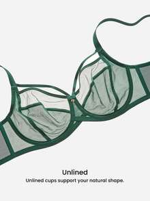 LUVLETTE Plus Dream Curve Air Unlined Full Coverage Side Support Airy Christmas Green  Mesh Basic Breezy Comfort Minimizer Bra - Dark Green - View 7