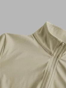 SHEIN EZwear Black Knitted Anti-UV Jacket For Women In Fall/Winter - Olive Green - View 6