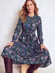 Dayvera Women's Floral Print Button Long Sleeve Dress,Fall Vacation Long-Sleeved Dress - Multicolor - View 8