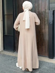 DAZY Women's Elegant Sweater Dress For Vacation And Travel - Apricot - View 2