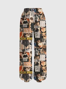 ROMWE Grunge Punk Dark Punk Tiger Leopard Print Loose Streetwear Women's Sweatpants - Multicolor - View 2