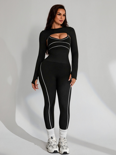 Slayform Slayform Women's Colorblock Hollow Out Casual Daily Travel Sports Jumpsuit