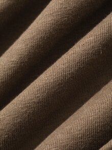 DAZY Summer Solid Color Label T-Shirt & Men's Loungewear Set - Camel - View 8