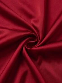 Velvienne Plus Size Halter Neck Deep V Satin Maxi Dress, Ruched Waist Pearl Decor Flowy Casual Evening Party Long Dress - Red - View 4