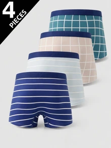 SHEIN 4PCS Tween Boys Trunks - Multicolor - View 2