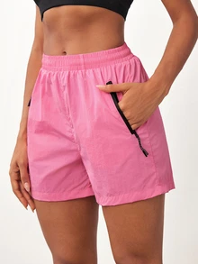 Costa Lumi Women's Outdoor Sports Shorts, Fashionable Versatile, Suitable For Sports, Daily Wear And Fitness, Zipper Pocket Design - Hot Pink - View 3