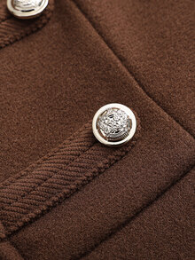 Yalmera Women's Autumn/Winter Solid Color Double-Breasted Zipper Placket Napoleon Overcoat - Brown - View 4