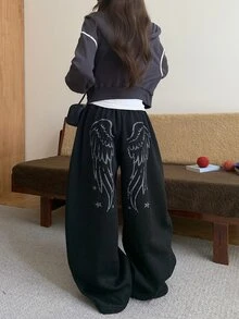 DAZY Women's Casual Loose Korean Style Sweatpants - Black - View 2