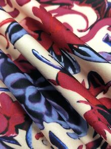 SHEIN LUNE CURVE Plus Size Dark Gothic Floral & Bone Print Dress Fall - Red and White - View 7