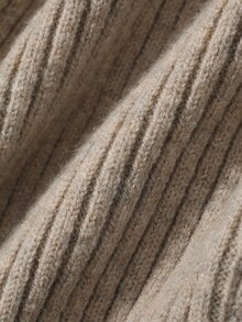 Livesso Women's Winter Apricot Round Neck Long Sleeve Cable Knit Slim Fit Ribbed Casual Sweater - Apricot - View 7