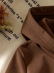 SHEIN Explorewe 女童卡通熊愛心印花棕色連帽衛衣與慢跑褲套裝，舒適四季百搭2件套，休閒舒適多功能，適合街頭穿搭、日常休閒、返校與聚會，秋季服飾 - 黑色 - 查看 5