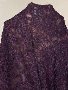 Elaquor Plus Size Women's Fashion Top With Ruffle Collar, Front Tie And Bell Sleeves - Purple - View 8