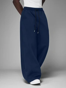 STYNVO Men's Drawstring Waist Pocket Minimalist Versatile Loose Sweatpants - Navy Blue - View 4