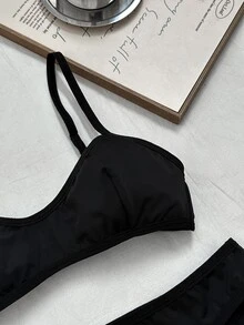Napfluff Minimalist Black Seamless Bra And Panty Set, Wire-Free Push-Up Lingerie Designed For Women, Lightweight Panties With Adjustable Straps, 2-Piece Set - Black - View 4