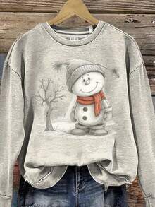 Resyla Plus-Size Lightweight Sports Sweatshirt, Creative 2D Flat Print Sweatshirt, Multi-Color Casual Crew Neck Pullover, Machine Washable, Comfortable For A - Apricot - View 1