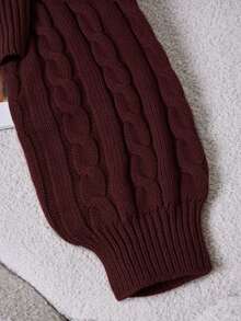 Trelyra كنزة نسائية بياقة دائرية وأكمام طويلة وكتف منسدل - Red Plum - مشاهدة 5