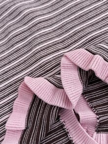 Firerie Plus Size Women's Striped Casual Versatile Daily Wear Cardigan - Pink - View 8
