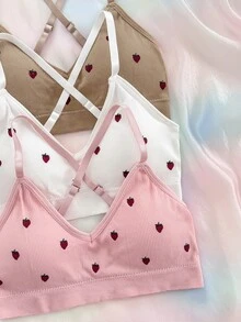 Eraneu 3pcs Seamless Printed Backless Bra Set - Multicolor - View 3