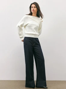 Maija Women's Solid Color Casual Versatile Daily Knit Top,Going Out Outfis,Fall Clothes - White - View 4