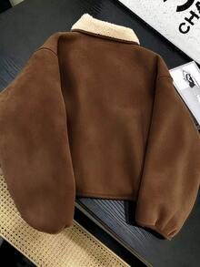 GlowEve Vintage Fashion Comfortable Suede Fleece Jacket Fur Short Commute Versatile Outing French Street Style Women's Jacket - Brown - View 2